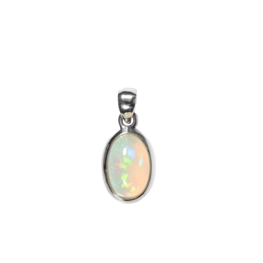 acre Geladen absorptie Zilveren hanger opaal (edel) | ovaal 1,5 x 1 cm - Spiritual Garden