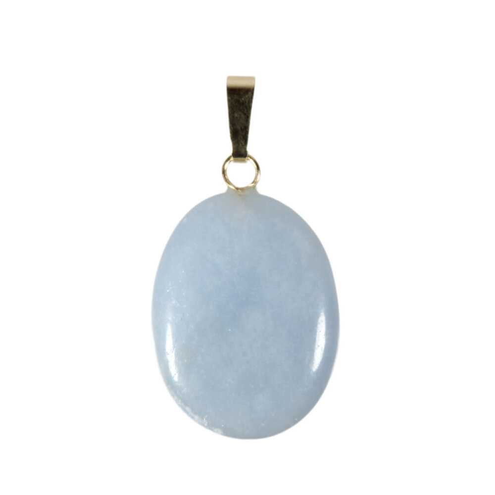 Angeliet hanger ovaal met 14k gouden oogje Angeliet hanger ovaal met 14k gouden oogje