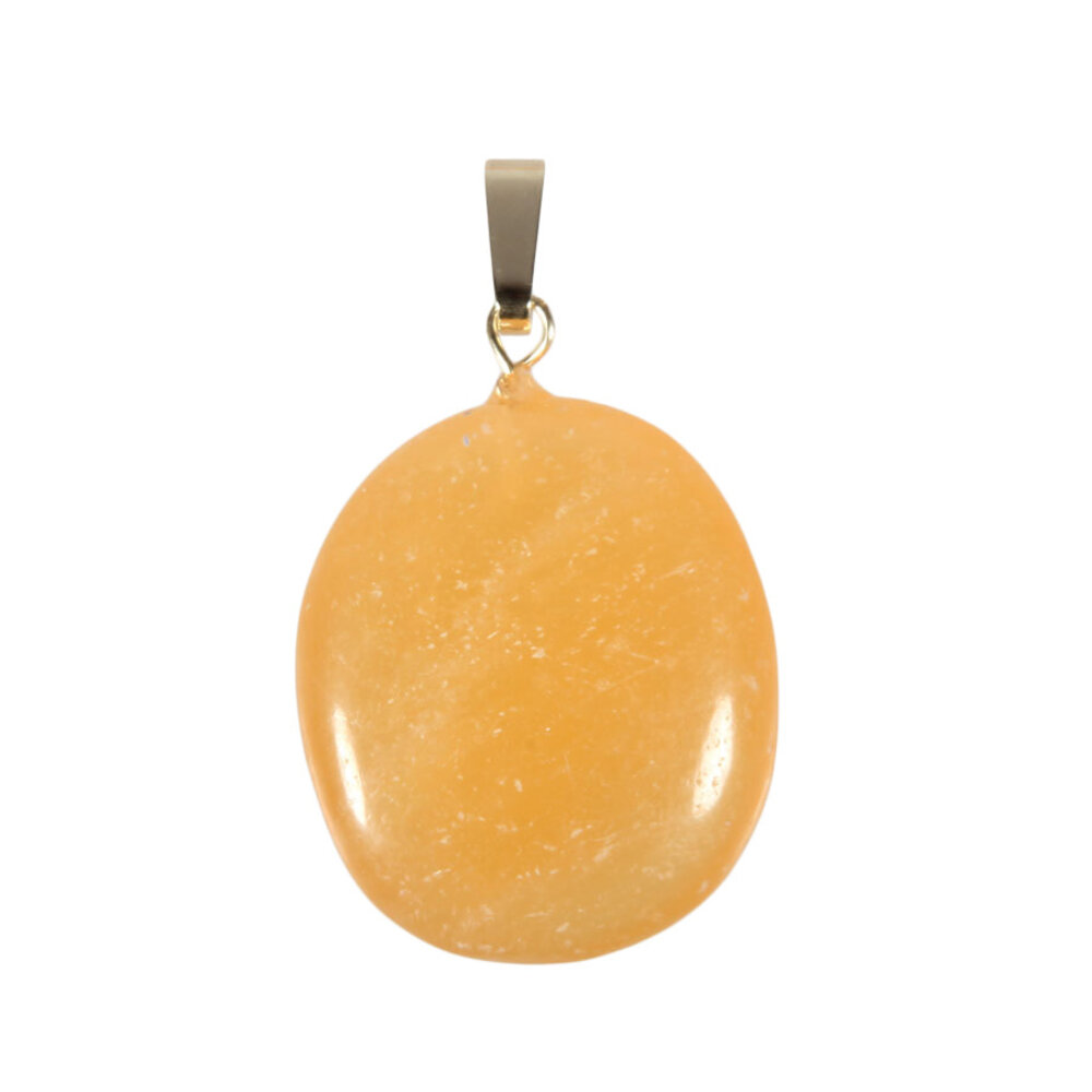 Calciet (oranje) hanger ovaal met 14k gouden oogje