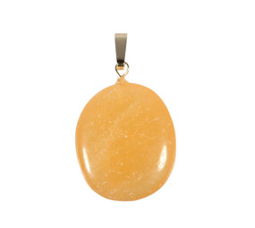 Calciet (oranje) hanger ovaal met 14k gouden oogje Calciet (oranje) hanger ovaal met 14k gouden oogje