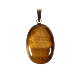 Tijgeroog hanger ovaal met 14k gouden oogje Tijgeroog hanger ovaal met 14k gouden oogje