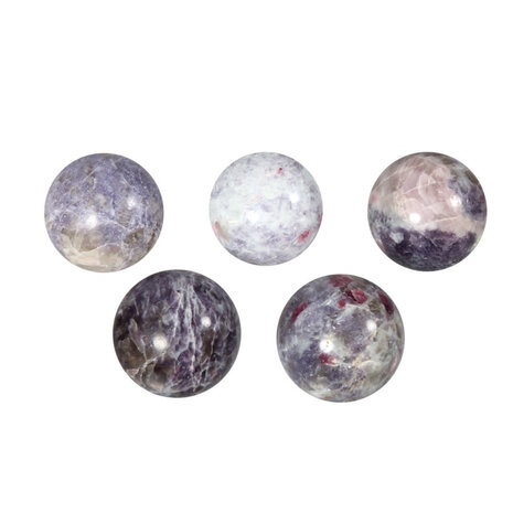 Lepidoliet met roze toermalijn (unicorn stone) bol 40 mm