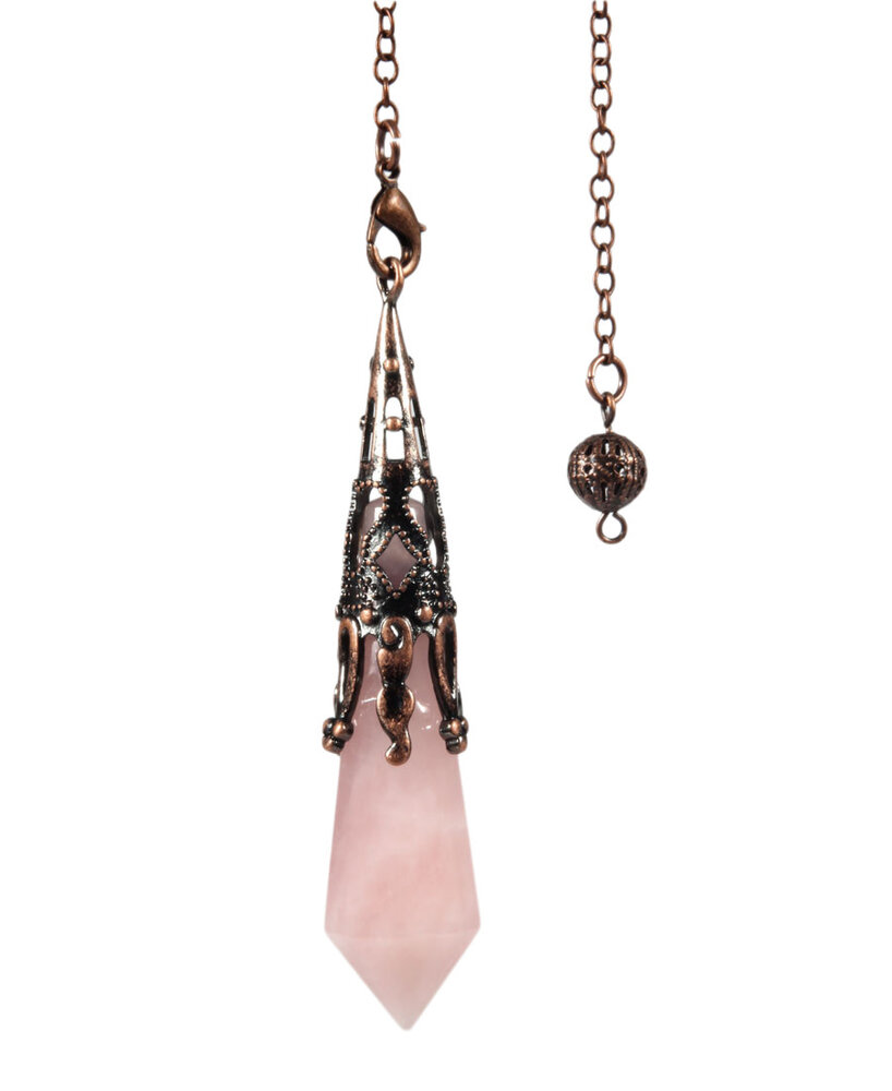 Rozenkwarts pendel facet bewerkte houder XL Rozenkwarts pendel facet bewerkte houder XL