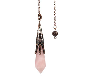 Rozenkwarts pendel facet bewerkte houder XL Rozenkwarts pendel facet bewerkte houder XL