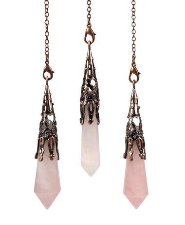 Rozenkwarts pendel facet bewerkte houder XL Rozenkwarts pendel facet bewerkte houder XL