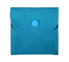 Buideltje velveteen petrol met drukker Buideltje velveteen petrol met drukker