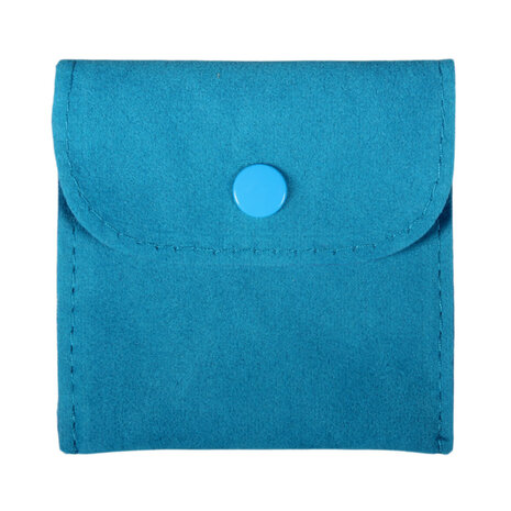Buideltje velveteen petrol met drukker Buideltje velveteen petrol met drukker