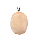 Seleniet (oranje) hanger met zilveren oogje Seleniet (oranje) hanger met zilveren oogje