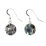 Zilveren oorbellen paua schelp | rond schijfje