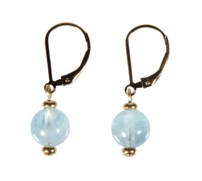 Gold filled oorbellen aquamarijn rond 8 mm Gold filled oorbellen aquamarijn rond 8 mm