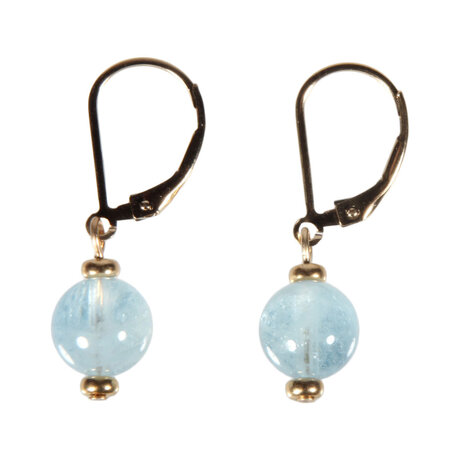 Gold filled oorbellen aquamarijn rond 8 mm Gold filled oorbellen aquamarijn rond 8 mm