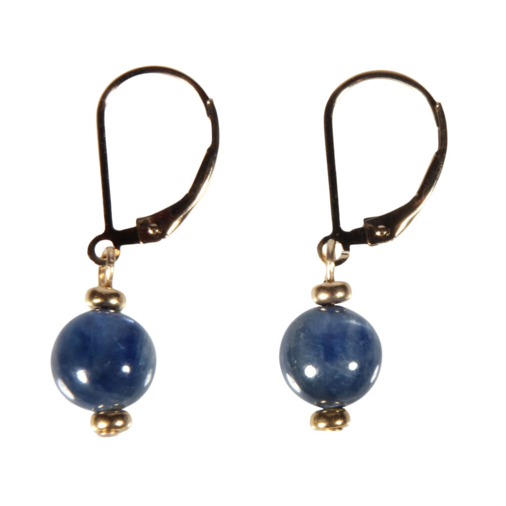 Gold filled oorbellen kyaniet rond 8 mm Gold filled oorbellen kyaniet rond 8 mm