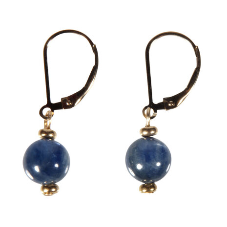 Gold filled oorbellen kyaniet rond 8 mm Gold filled oorbellen kyaniet rond 8 mm