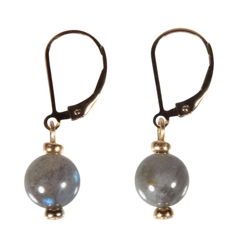 Gold filled oorbellen labradoriet rond 8 mm Gold filled oorbellen labradoriet rond 8 mm