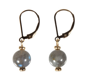 Gold filled oorbellen labradoriet rond 8 mm Gold filled oorbellen labradoriet rond 8 mm