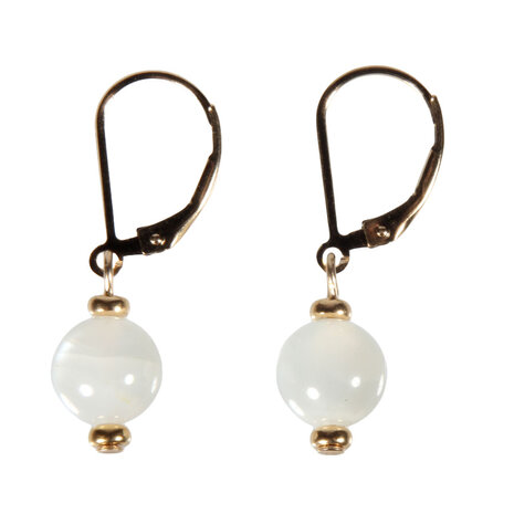 Gold filled oorbellen maansteen rond 8 mm Gold filled oorbellen maansteen rond 8 mm