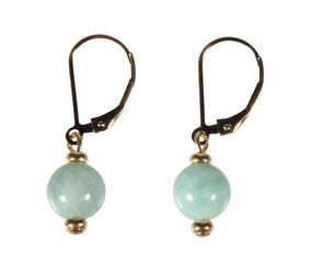 Gold filled oorbellen jade (jadeiet) rond 8 mm