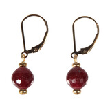 Gold filled oorbellen robijn rond facet 8 mm