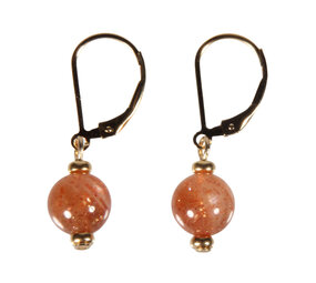 Gold filled oorbellen zonnesteen rond 8 mm Gold filled oorbellen zonnesteen rond 8 mm