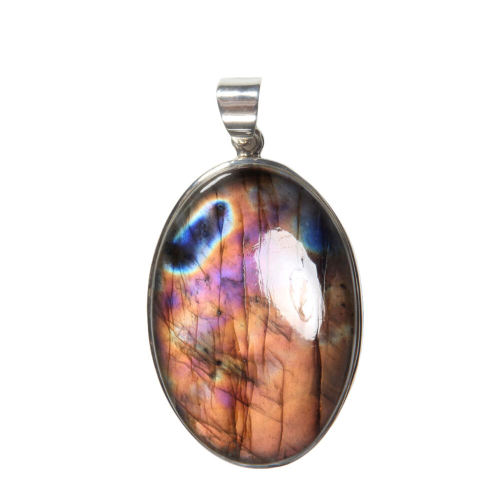 Zilveren hanger labradoriet | ovaal 3,7 x 2,6 cm Zilveren hanger labradoriet | ovaal 3,7 x 2,6 cm