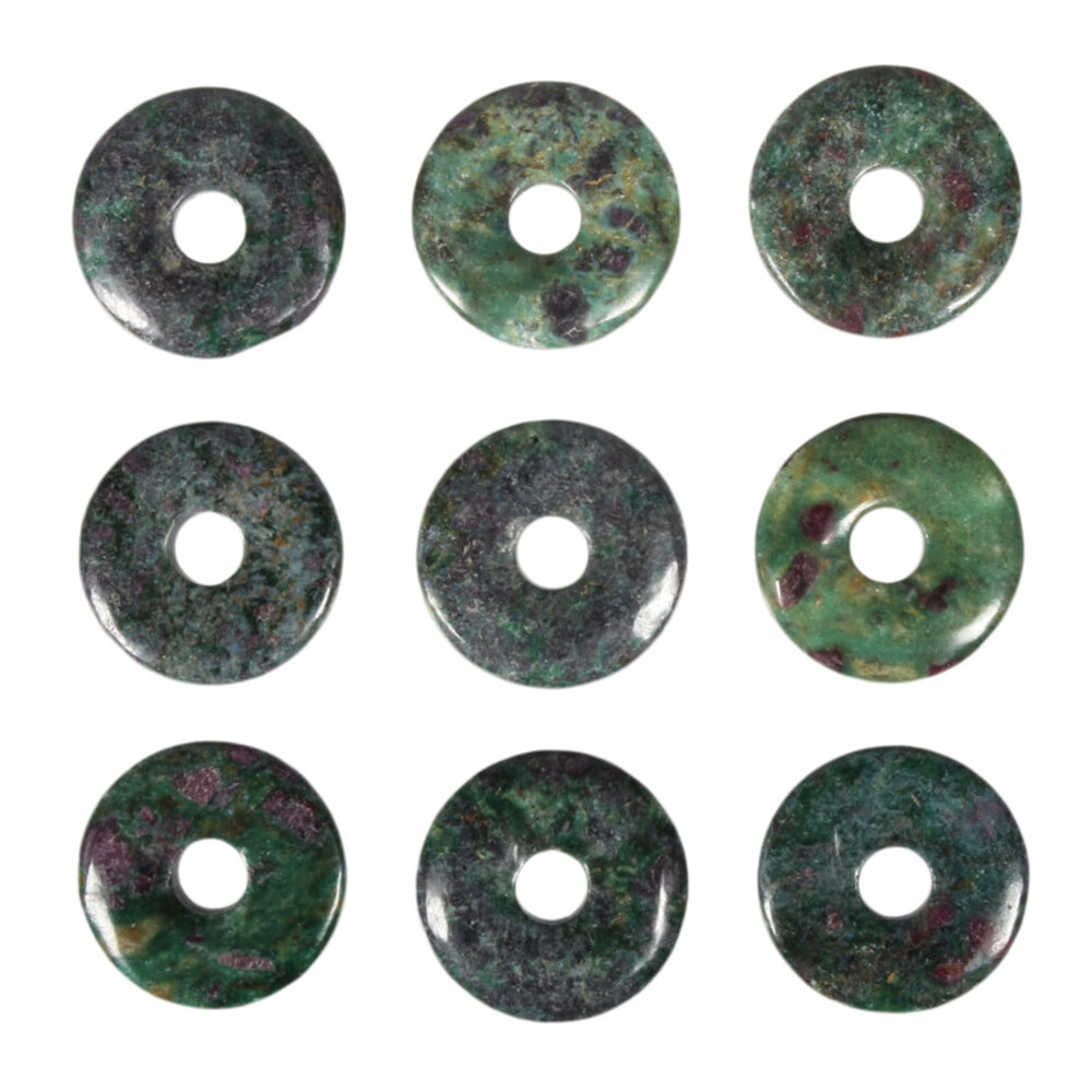 Robijn in fuchsiet hanger donut 3 cm Robijn in fuchsiet hanger donut 3 cm