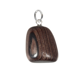 Versteend hout (mammoetboom) hanger met zilveren oogje Versteend hout (mammoetboom) hanger met zilveren oogje
