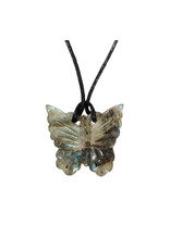 Labradoriet hanger vlinder 2,5 x 2 cm