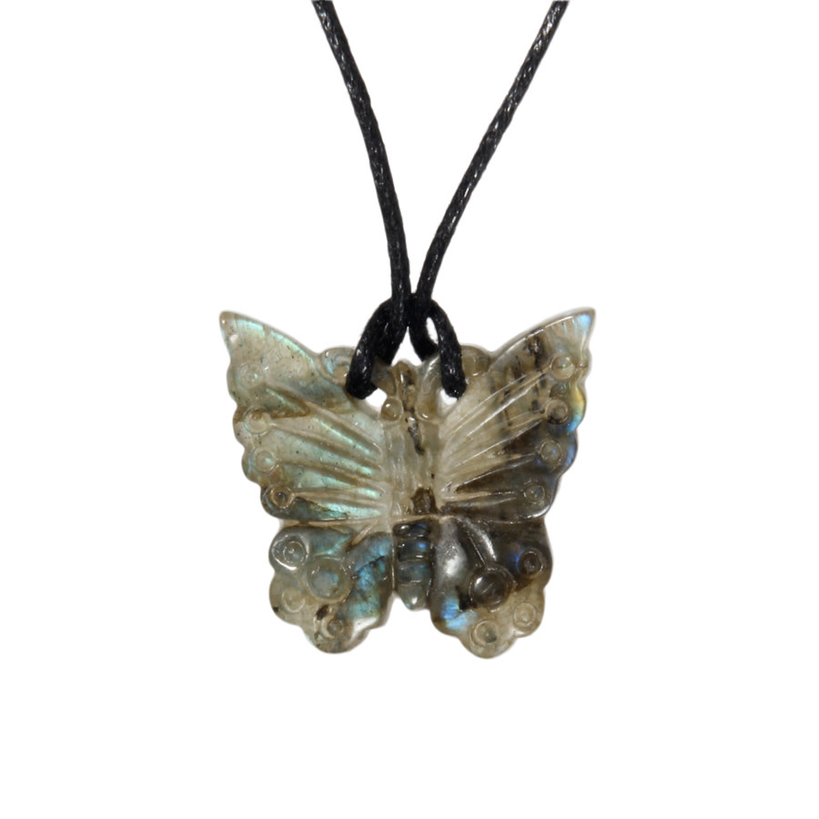 medaillewinnaar gemiddelde Ontslag Labradoriet hanger vlinder 2,5 x 2 cm - Spiritual Garden
