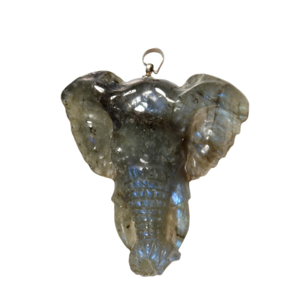 Labradoriet hanger olifant 4,4 x 4,3 cm