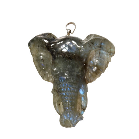 Labradoriet hanger olifant 4,4 x 4,3 cm