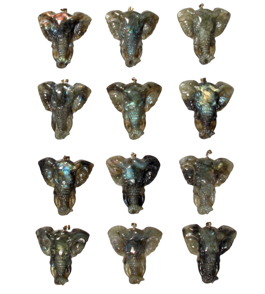 Labradoriet hanger olifant 4,4 x 4,3 cm