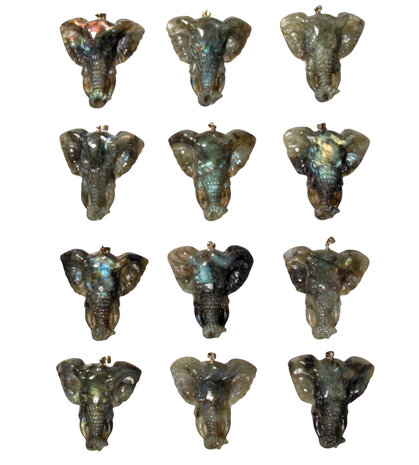 Labradoriet hanger olifant 4,4 x 4,3 cm