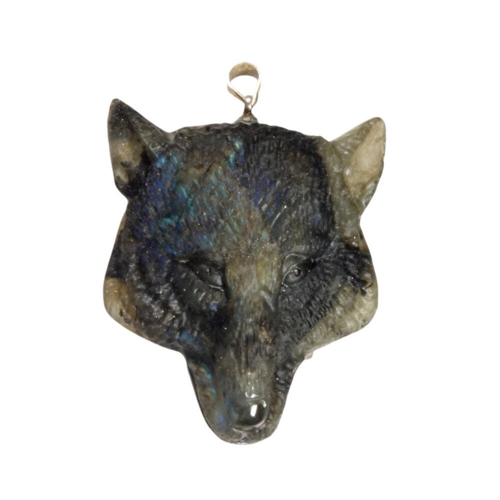 Labradoriet hanger wolf 4,5 x 3,6 cm