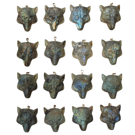 Labradoriet hanger wolf 4,5 x 3,6 cm