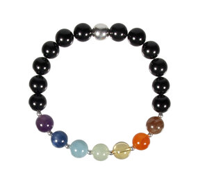 Zilveren armband chakra & toermalijn 8 mm kralen 18 cm Zilveren armband chakra & toermalijn 8 mm kralen 18 cm