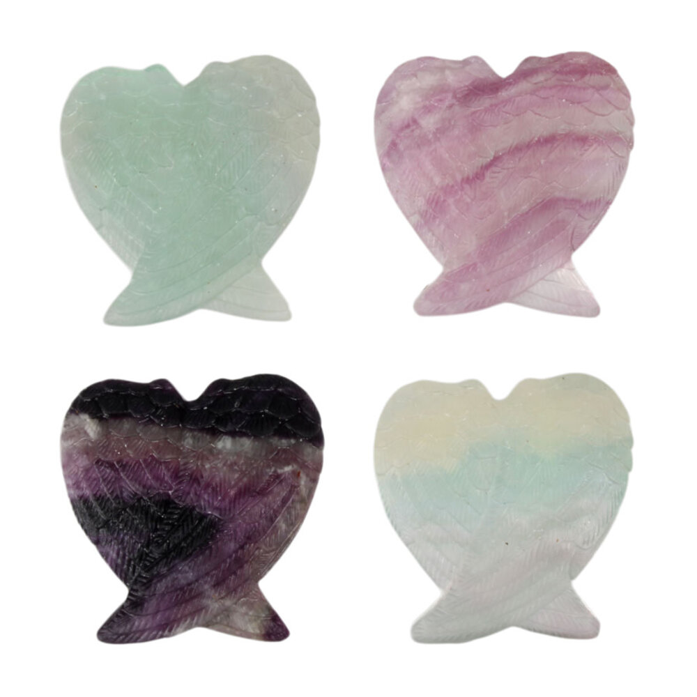 Fluoriet engelenvleugels 5 x 4,8 cm Fluoriet engelenvleugels 5 x 4,8 cm