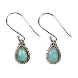 Zilveren oorbellen amazoniet | druppel ribbelrand Zilveren oorbellen amazoniet | druppel ribbelrand