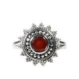 Zilveren ring carneool maat 18 | rond facet zon Zilveren ring carneool maat 18 | rond facet zon