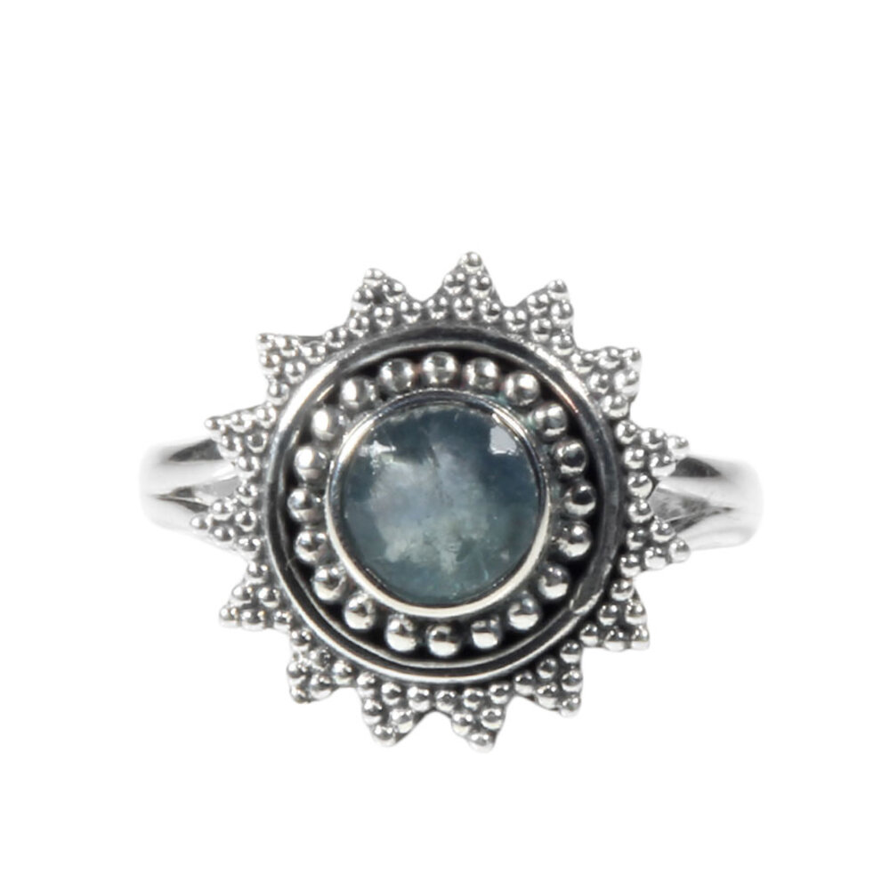 Zilveren ring apatiet maat 16 1/2 | rond facet zon Zilveren ring apatiet maat 16 1/2 | rond facet zon