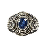 Zilveren ring kyaniet maat 17 | ovaal breed bewerkt Zilveren ring kyaniet maat 17 | ovaal breed bewerkt