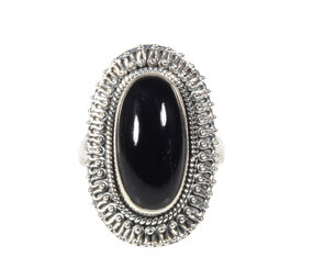 Zilveren ring onyx maat 20 1/2 | ovaal grote rand Zilveren ring onyx maat 20 1/2 | ovaal grote rand