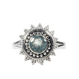 Zilveren ring aquamarijn maat 18 1/2 | rond facet zon Zilveren ring aquamarijn maat 18 1/2 | rond facet zon