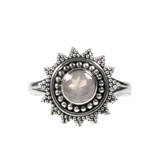 Zilveren ring rozenkwarts maat 17 1/2 | rond facet zon Zilveren ring rozenkwarts maat 17 1/2 | rond facet zon