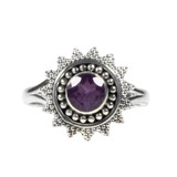 Zilveren ring amethist maat 18 | rond facet zon Zilveren ring amethist maat 18 | rond facet zon