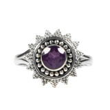 Zilveren ring amethist maat 19 1/2 | rond facet zon Zilveren ring amethist maat 19 1/2 | rond facet zon