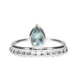 Zilveren ring aquamarijn maat 19 | druppel facet bolletjes Zilveren ring aquamarijn maat 19 | druppel facet bolletjes