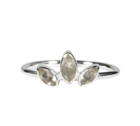 Zilveren ring rozenkwarts maat 15 1/2 | 3 markies geslepen stenen Zilveren ring rozenkwarts maat 15 1/2 | 3 markies geslepen stenen