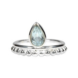 Zilveren ring topaas (blauw) maat 19 | druppel facet bolletjes Zilveren ring topaas (blauw) maat 19 | druppel facet bolletjes