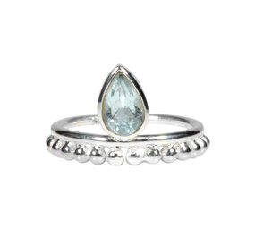 Zilveren ring topaas (blauw) maat 19 | druppel facet bolletjes Zilveren ring topaas (blauw) maat 19 | druppel facet bolletjes