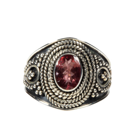 Zilveren ring toermalijn (roze) maat 16 1/2 | ovaal breed bewerkt Zilveren ring toermalijn (roze) maat 16 1/2 | ovaal breed bewerkt